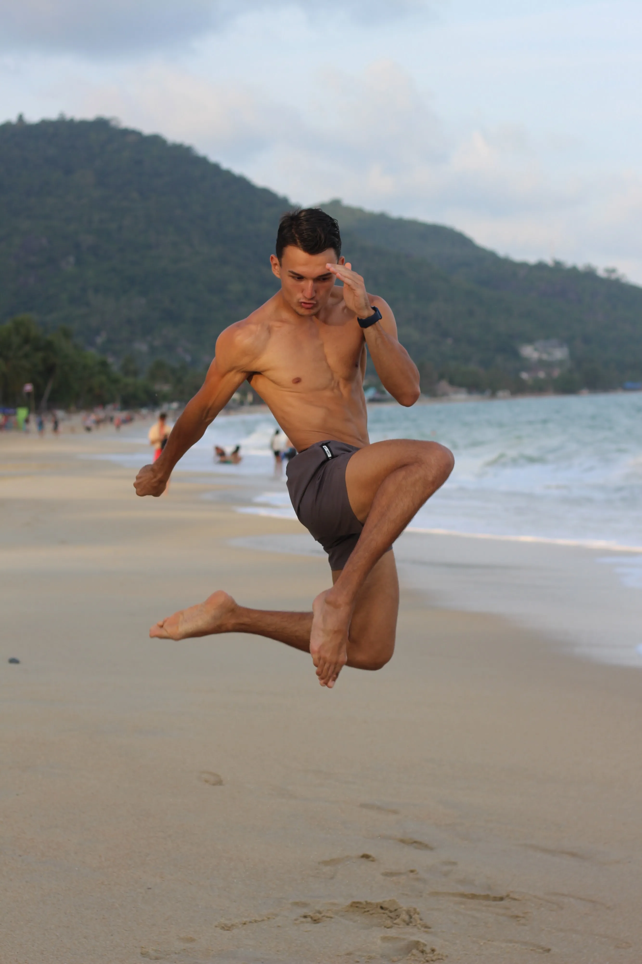 Anto jumping on the beach