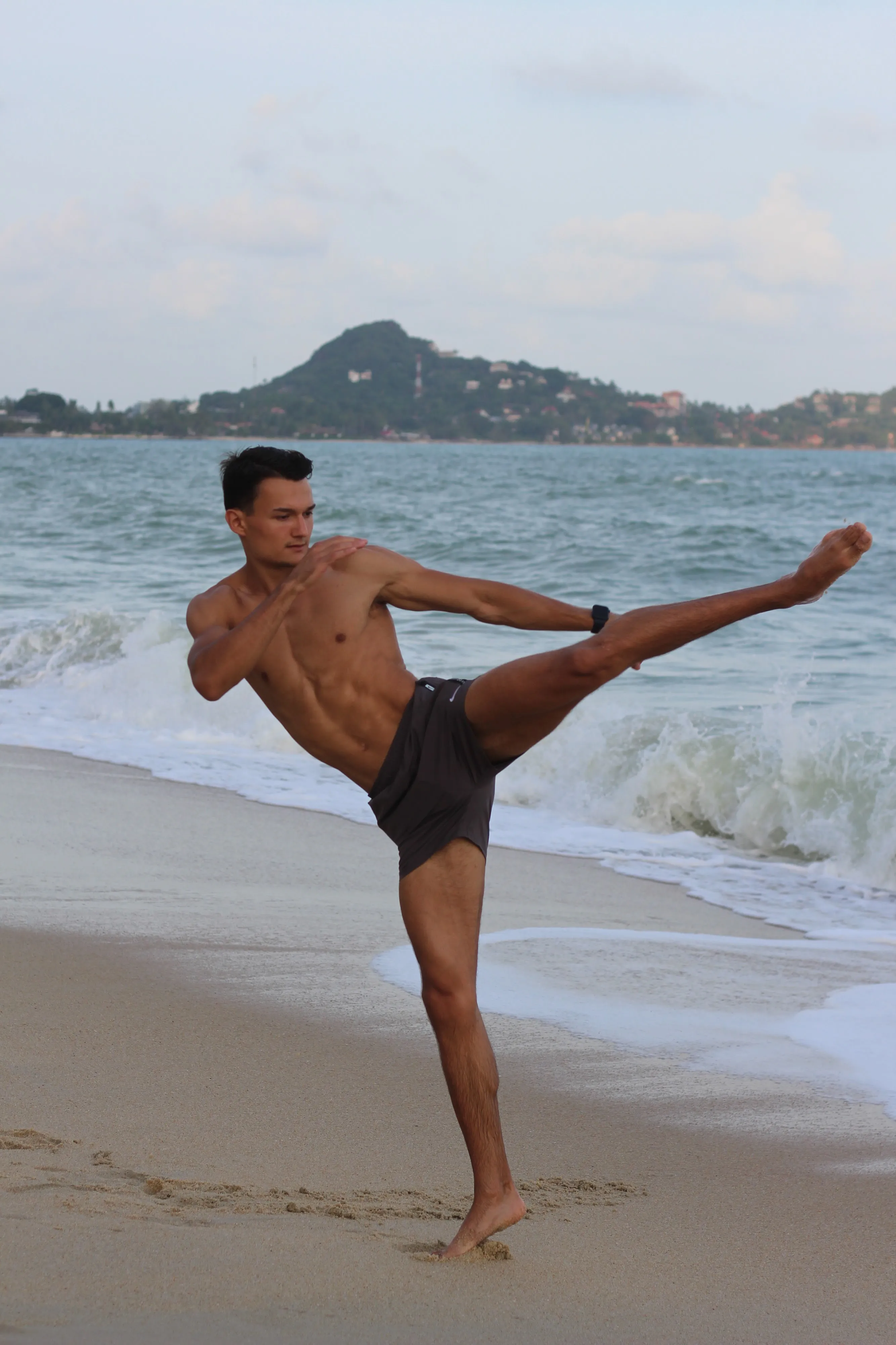 Anto kicking on the beach